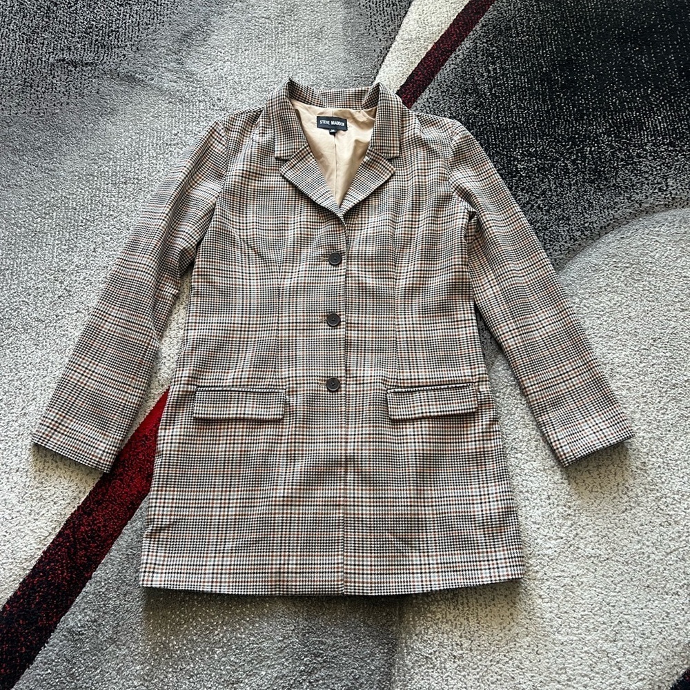 Steve Madden Brown Plaid Dark Academia Coat Blazer